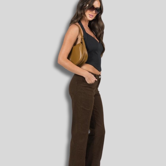 Princess Polly Brown Straight Leg Pants Sz. 10 - Picture 6 of 11